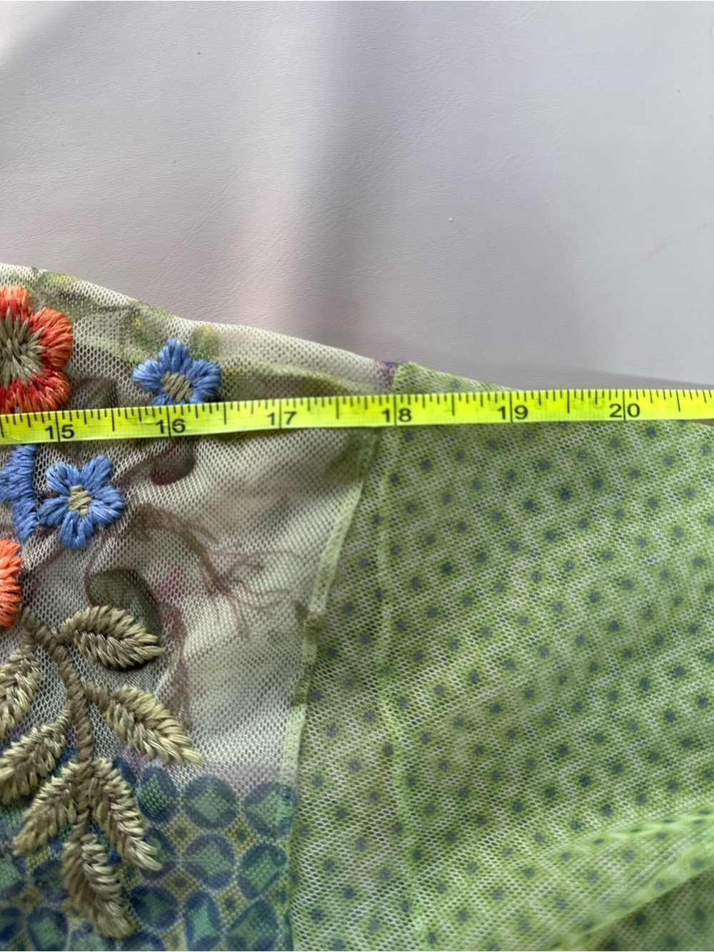Johnny Was Sheer Floral Embroidered Top in Coral, Blue and Green - Picture 10 of 11